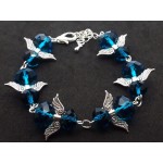 Dark Blue Coloured Crystal Glass Guardian Angel Bracelet